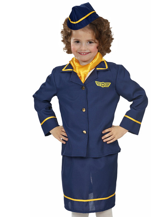 Stewardess Kostüm für Mädchen 4-tlg.