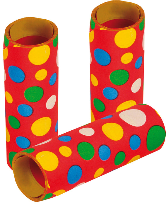 3 Rollen Luftschlangen mit Punkten 14 mm x 4 m Rot