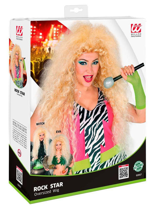 Langhaar Locken Perücke "Riesenfrise" - Blond | Popstar Rockstar Kostüm