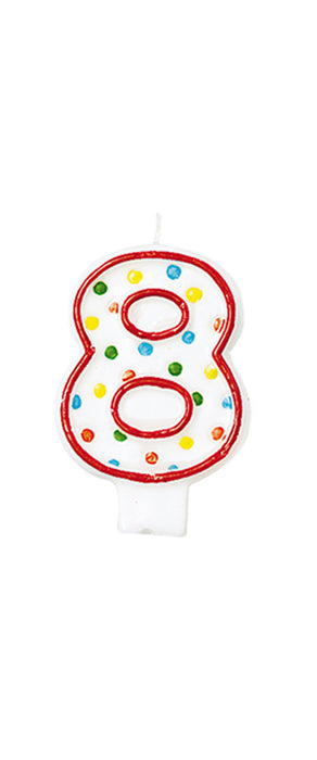 Geburtstagskerzen Zahlen mit bunten Polka Dots Punkte Party Dekorations Artikel - Nummer 8