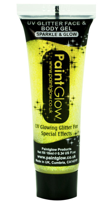 UV Glitter Face & Body Gel Make up Gelb