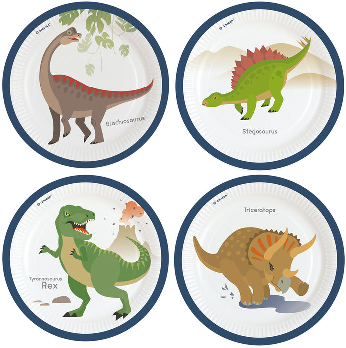 "Happy Dinosaurier" | 8 Pappteller Ø 23 cm