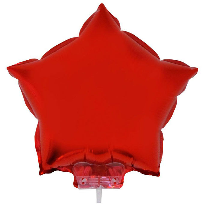 Stern Folienballon 28 cm mit Stab - Rot