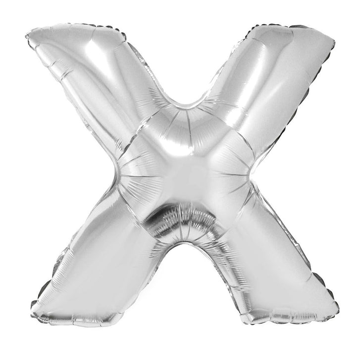 XXL Buchstaben Folienballon 100 cm - Silber Buchstabe X