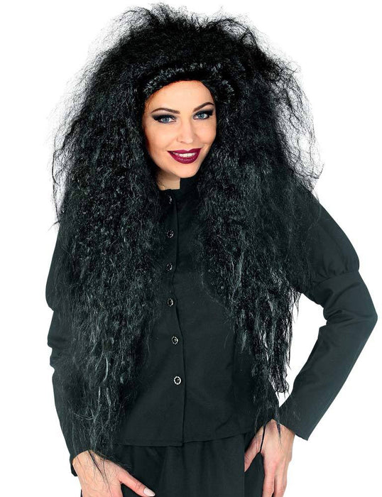 Langhaar Locken Perücke "Riesenfrise" - Schwarz | Popstar Rockstar Kostüm