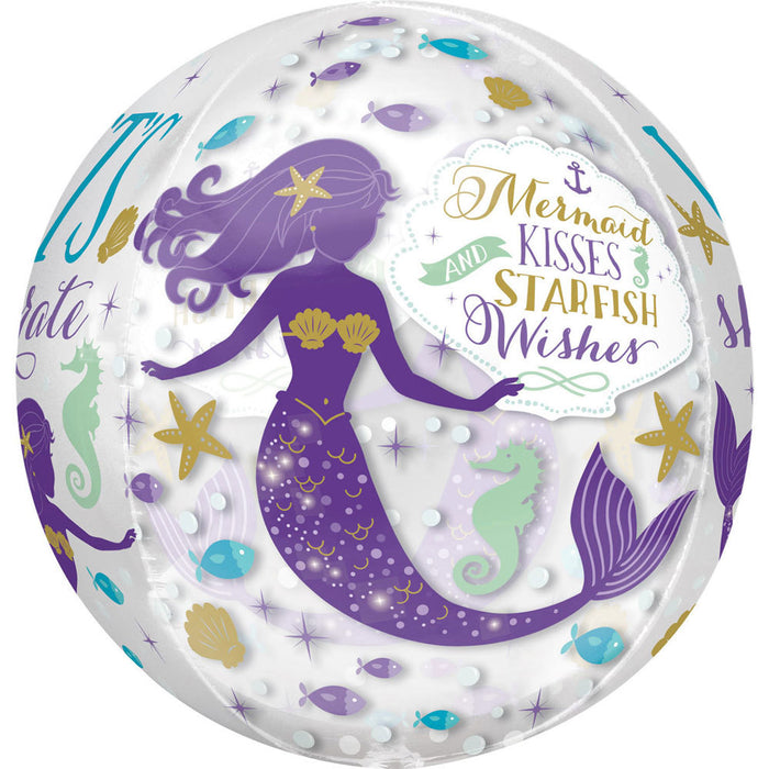 Amscan "Mermaid Wishes" Meerjungfrau Folienballon Orbz 38 x 40 cm - 3786501 | Kinder Geburtstag Part