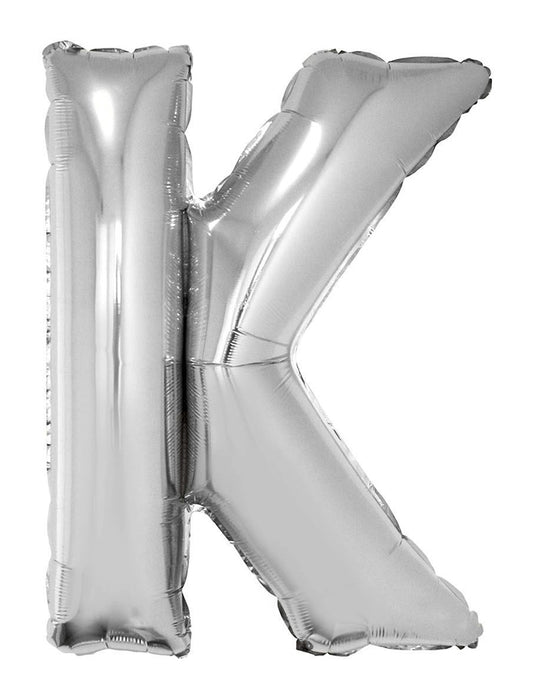 XXL Buchstaben Folienballon 100 cm - Silber Buchstabe K