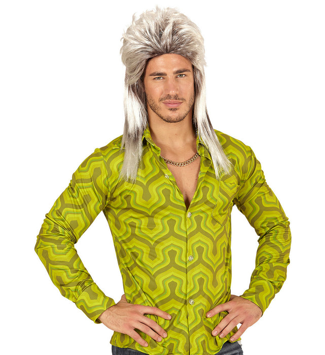 80er Jahre Rockstar Vokuhila Perücke für Herren - Blond