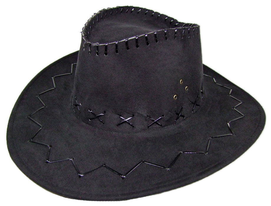 Kinder Cowboyhut mit Ziernähten - Schwarz