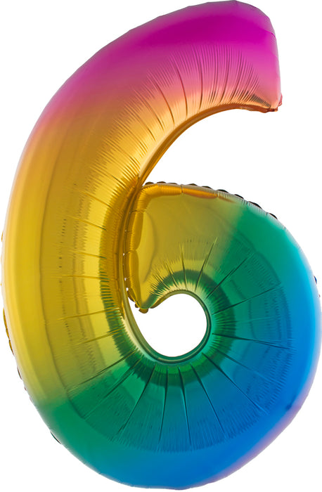 XXL Zahlen Folienballon 100 cm - Regenbogen 6