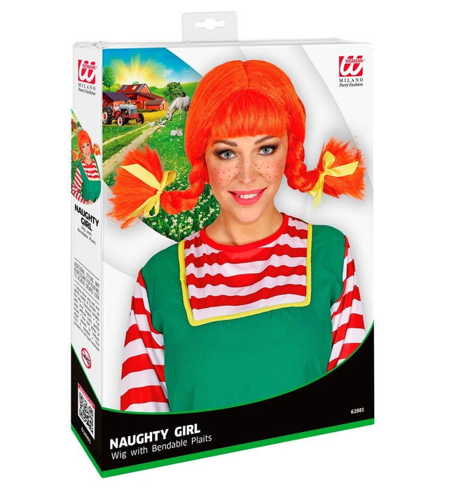 Lustiges Mädchen Perücke für Damen | Orange