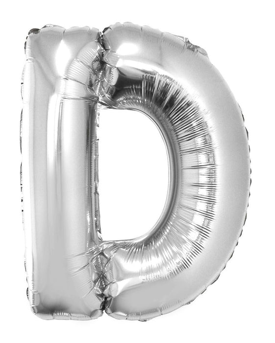 XXL Buchstaben Folienballon 100 cm - Silber Buchstabe D