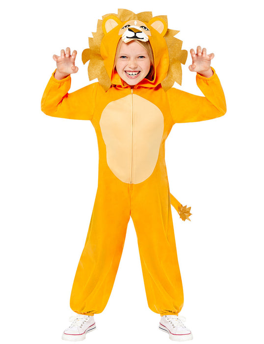 Löwen Kostüm für Kinder - Onesie | Overall Tierkostüm Zoo Safari