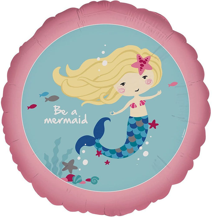 Amscan "Be a Mermaid" Meerjungfrau - Folienballon Rund Ø 43 cm | Kinder Geburtstag Partydekoration ABC18