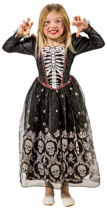 Skelett Kostümkleid Carmilla mit Totenköpfen für Mädchen