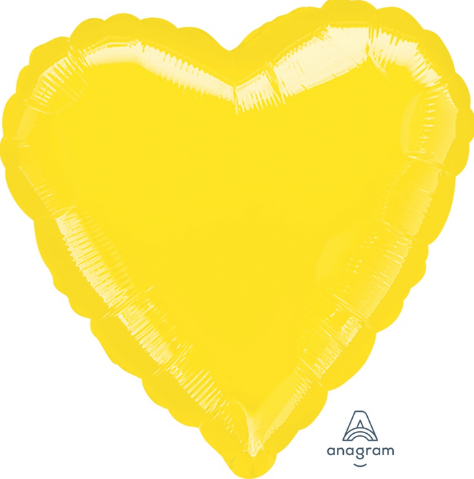 ABC18 Herz Folienballon Ø 43 cm Uni Gelb