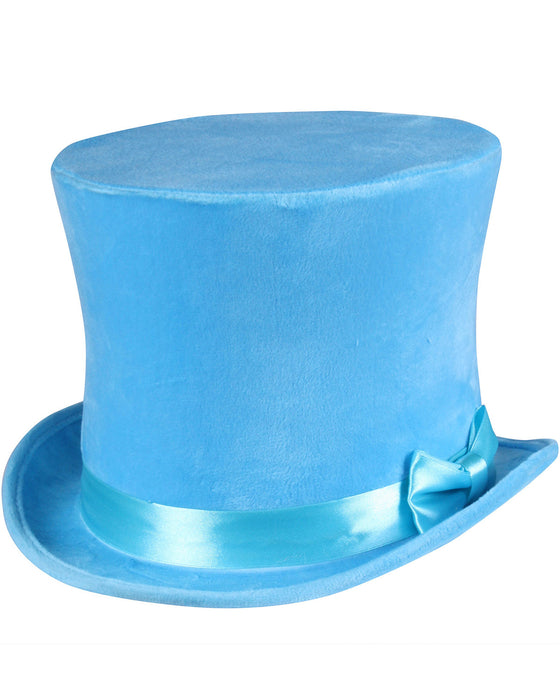 Zylinder "Flair" Velour mit Satinband 60 cm | Neon Blau - Hut Erwachsene