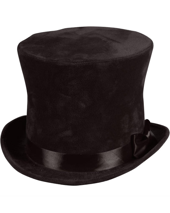 Zylinder "Flair" Velour mit Satinband 60 cm | Schwarz - Hut Erwachsene