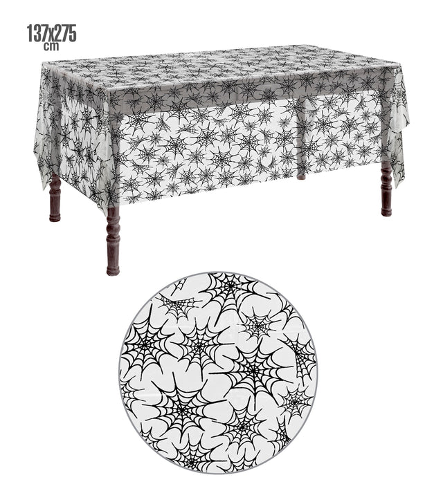 Halloween Tischdecke "Spinnennetz" | Schwarz 137x275cm