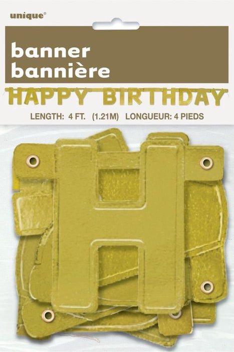 Buchstabengirlande Happy Birthday Gold 121cm