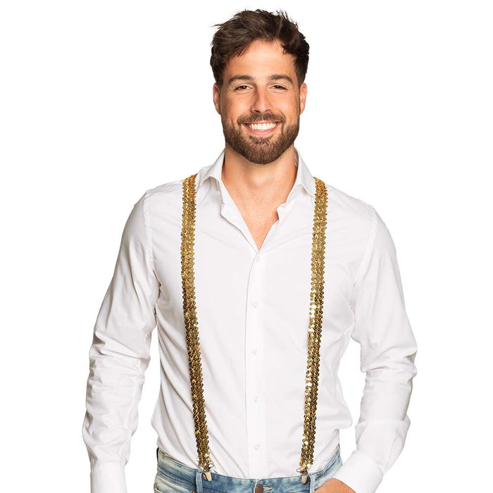 Hosenträger mit Pailletten für Erwachsene | Gold