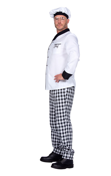Koch "Chef" Kostüm für Herren 3-tlg. | Weiß Schwarz