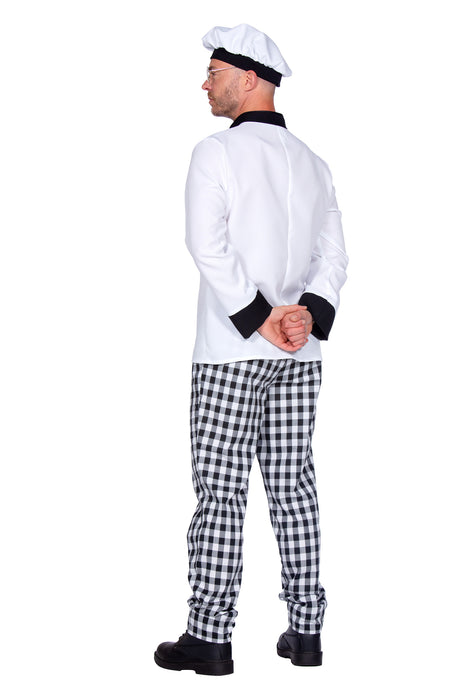 Koch "Chef" Kostüm für Herren 3-tlg. | Weiß Schwarz