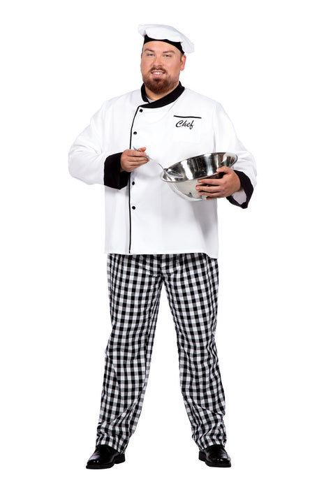 Koch "Chef" Kostüm für Herren 3-tlg. | Weiß Schwarz