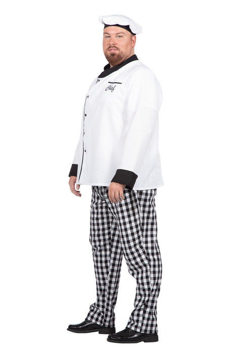 Koch "Chef" Kostüm für Herren 3-tlg. | Weiß Schwarz