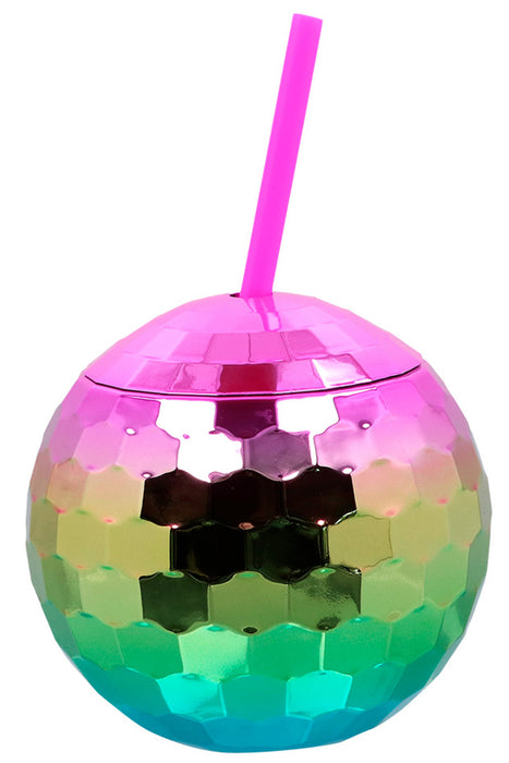 Becher "Discokugel" mit Strohhalm | 60cl