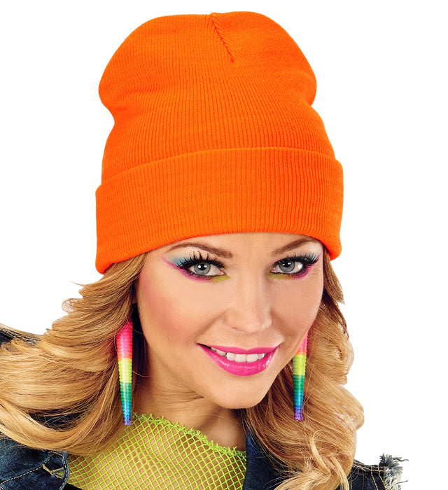 Beanie Mütze Wolloptik | Neon Orange - 80er Jahre Disco
