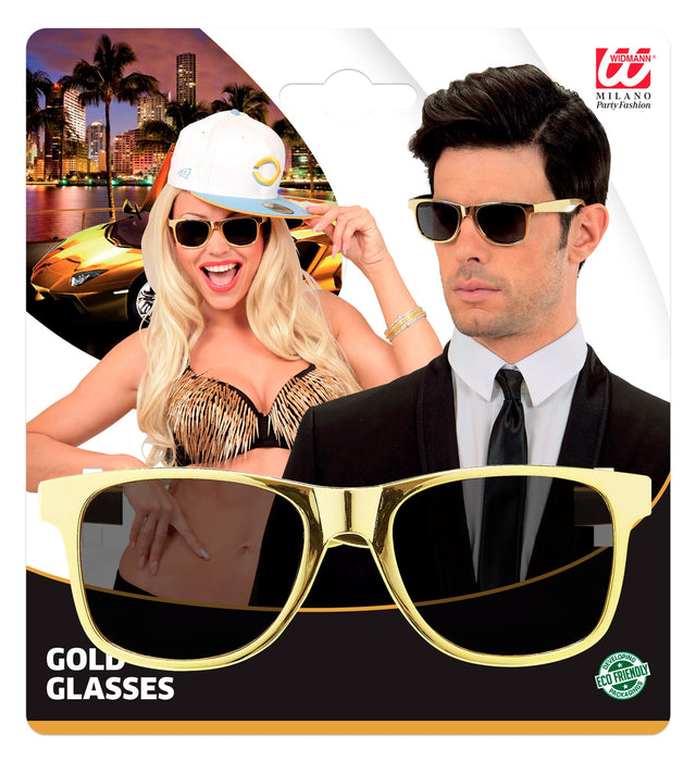 Partybrille mit getönten Gläsern | Gold Metallic