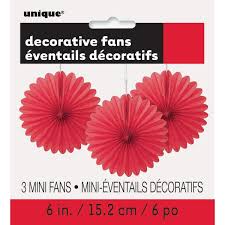 Dekofächer Uni 15cm/3Stk. Rot