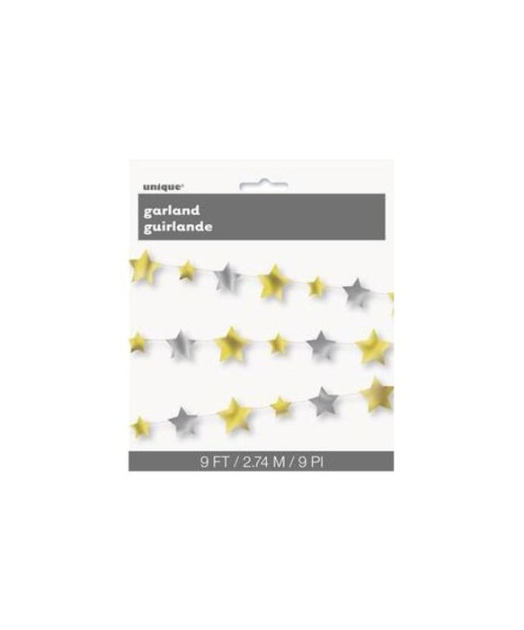 Girlande Folie Sterne 274cm/9Ft. Gold/Silber