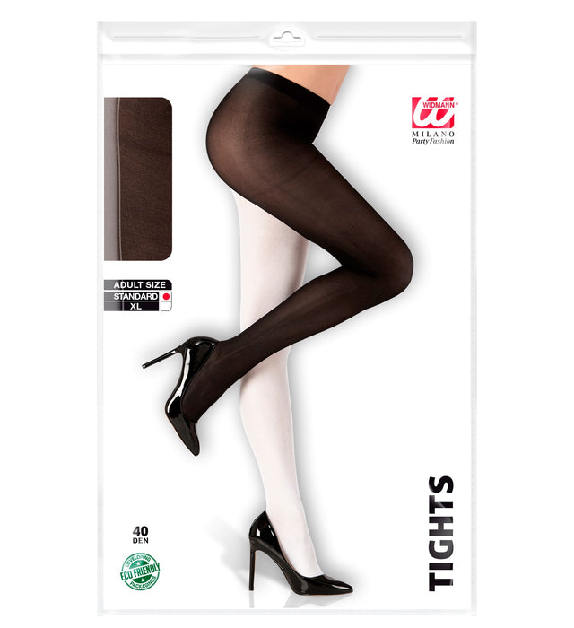Schwarz Weiße Strumpfhose "Harlekin" für Damen 40 DEN | zum Pierrot Kostüm