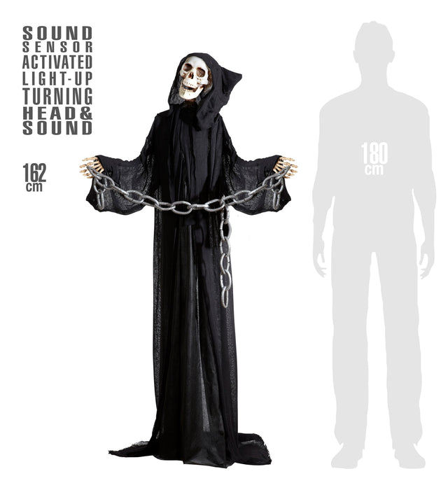Hänge-Figur Sensenmann 160 cm mit Licht, Sound & Bewegung | Ein Gruselige Halloween-Deko