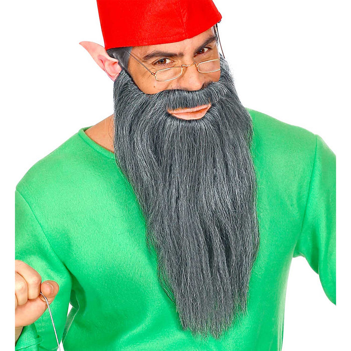 Langer Bart und Schnurrbart zum Kostüm | Grau - Zwerg