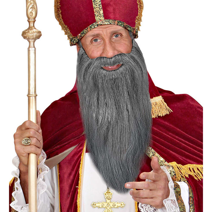 Langer Bart und Schnurrbart zum Kostüm | Grau - Zwerg