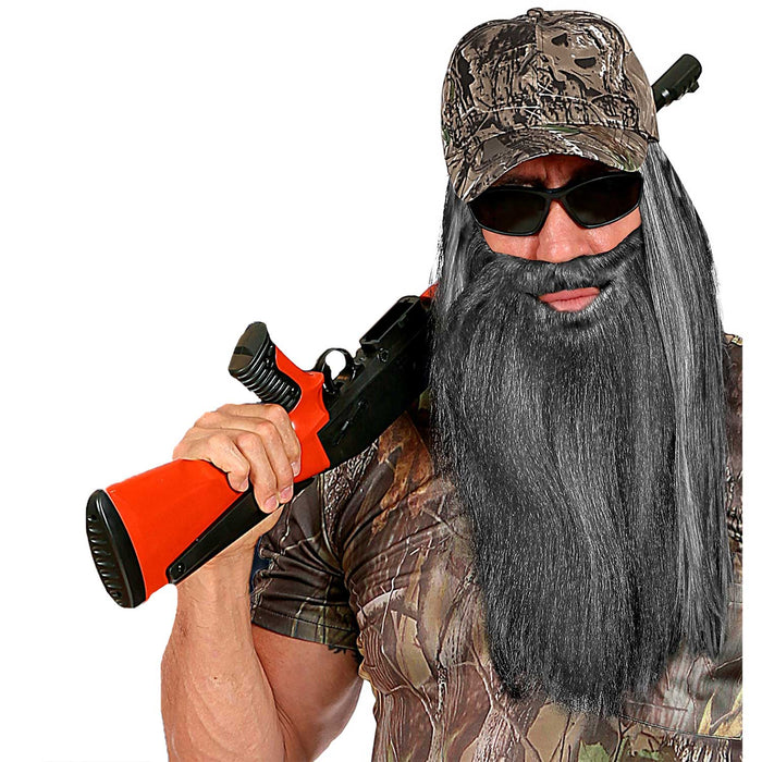 Langer Bart und Schnurrbart zum Kostüm | Grau - Zwerg