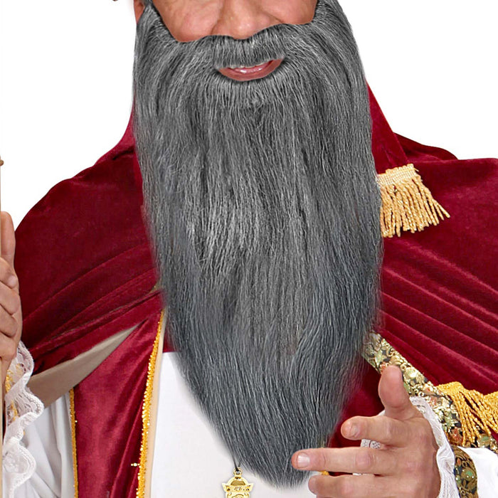 Langer Bart und Schnurrbart zum Kostüm | Grau - Zwerg