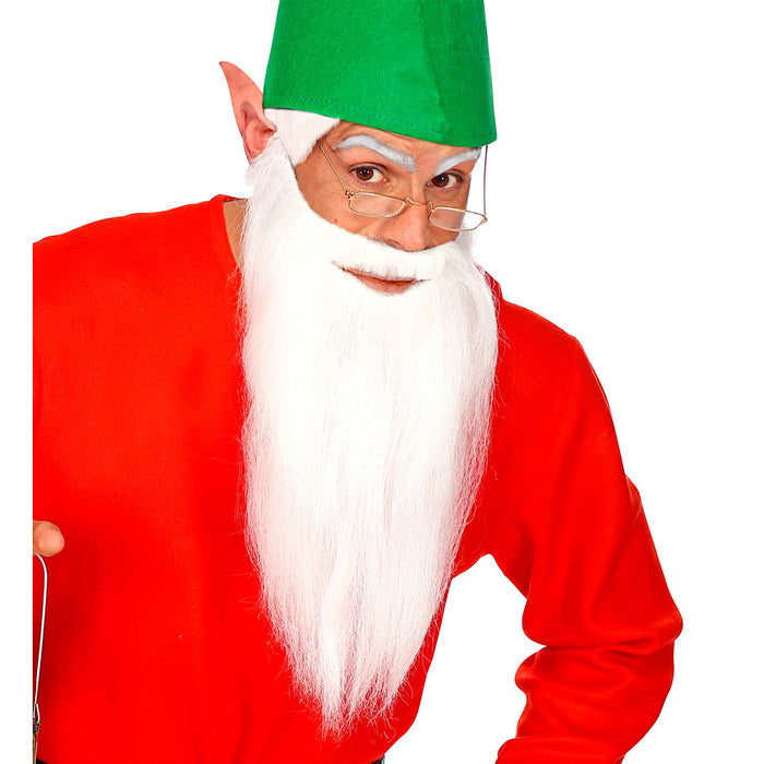 Langer Bart und Schnurrbart zum Kostüm | Weiß - Weihnachtsmann Zwerg