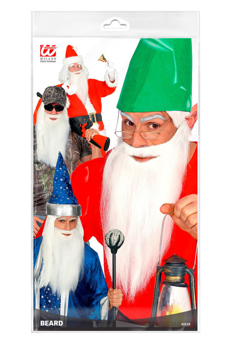 Langer Bart und Schnurrbart zum Kostüm | Weiß - Weihnachtsmann Zwerg