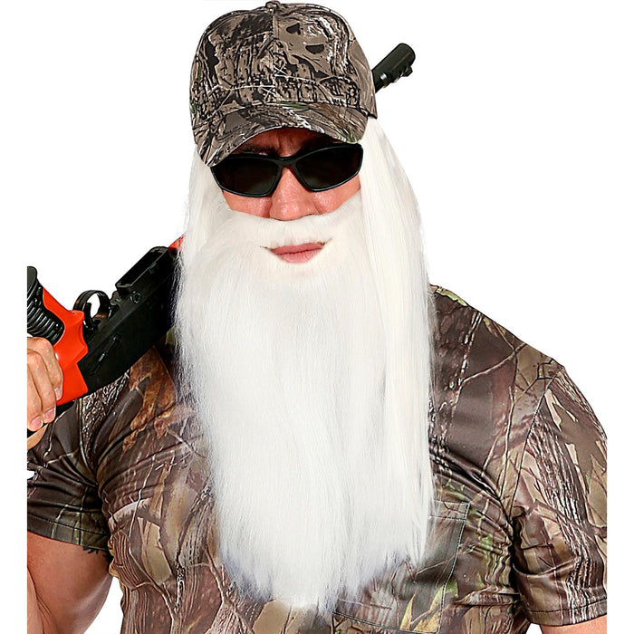 Langer Bart und Schnurrbart zum Kostüm | Weiß - Weihnachtsmann Zwerg