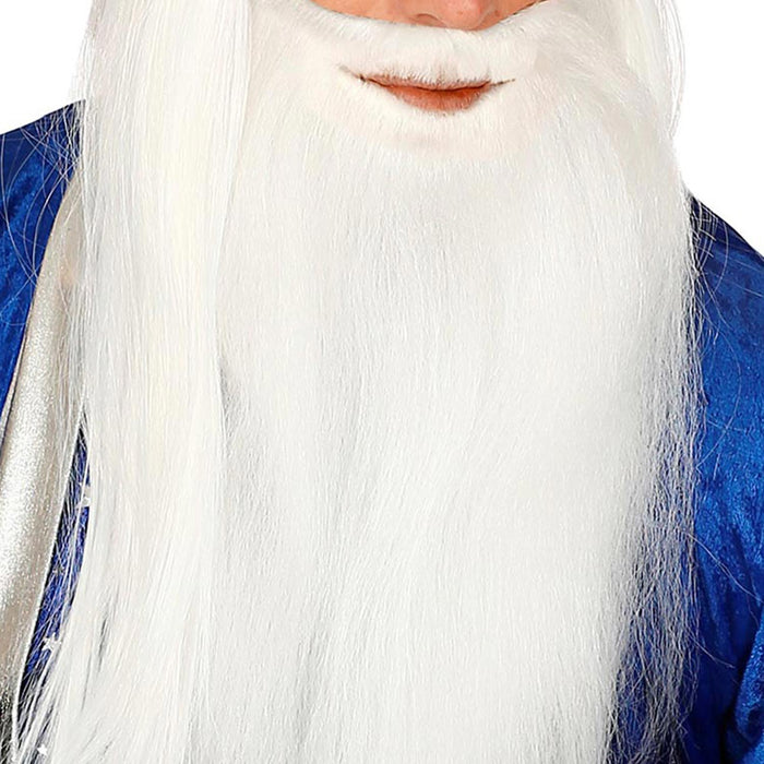 Langer Bart und Schnurrbart zum Kostüm | Weiß - Weihnachtsmann Zwerg