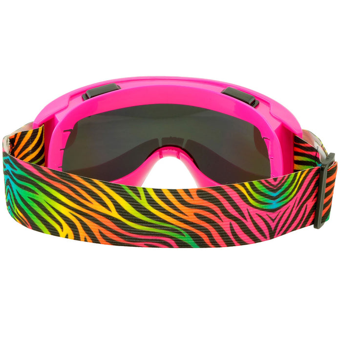 Party Skibrille zum 80er Jahre Kostüm | Pink Mehrfarbig Tigermuster