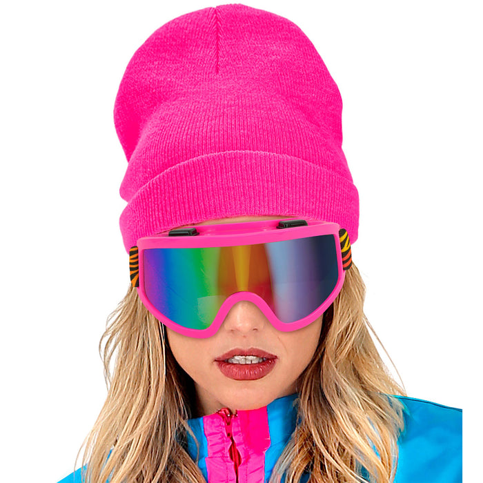 Party Skibrille zum 80er Jahre Kostüm | Pink Mehrfarbig Tigermuster