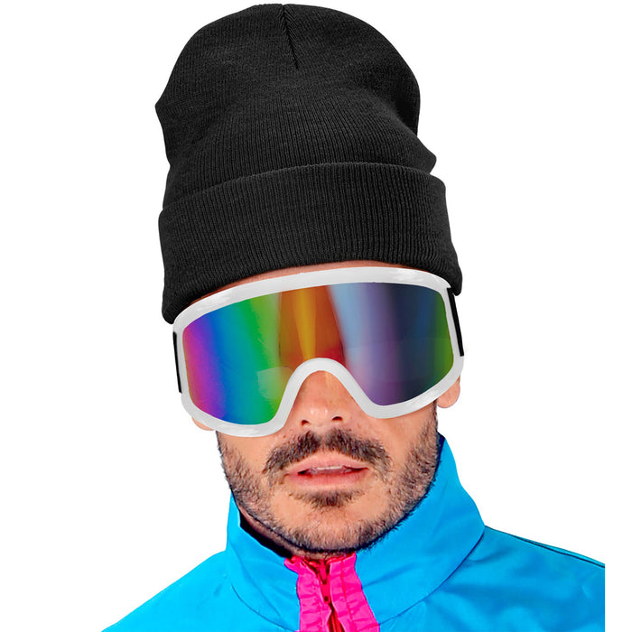 Beanie Mütze Wolloptik | Schwarz - 80er Jahre Disco