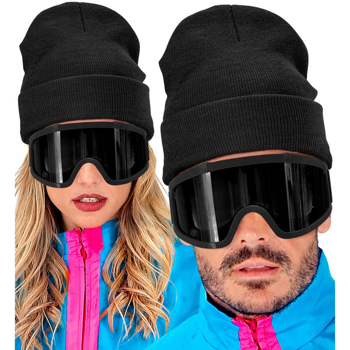 Beanie Mütze Wolloptik | Schwarz - 80er Jahre Disco