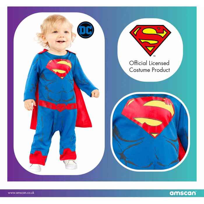 Kostüm "Superman" für Kinder 2-3 Jahre | Blau/Rot - Overall mit Umhang