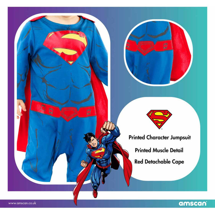 Kostüm "Superman" für Kinder 2-3 Jahre | Blau/Rot - Overall mit Umhang